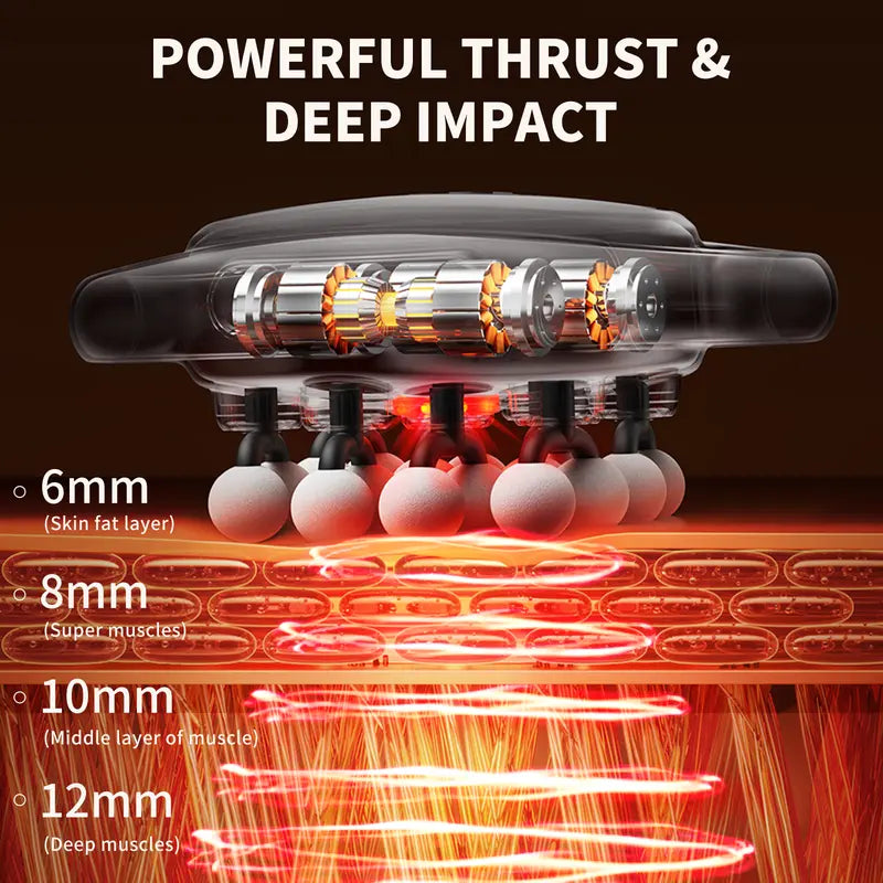 🔥Hot Sale🎁16-Head Deep Tissue Massage Gun with 30 Speeds & Red Light Therapy | Quiet Percussion Muscle Massager