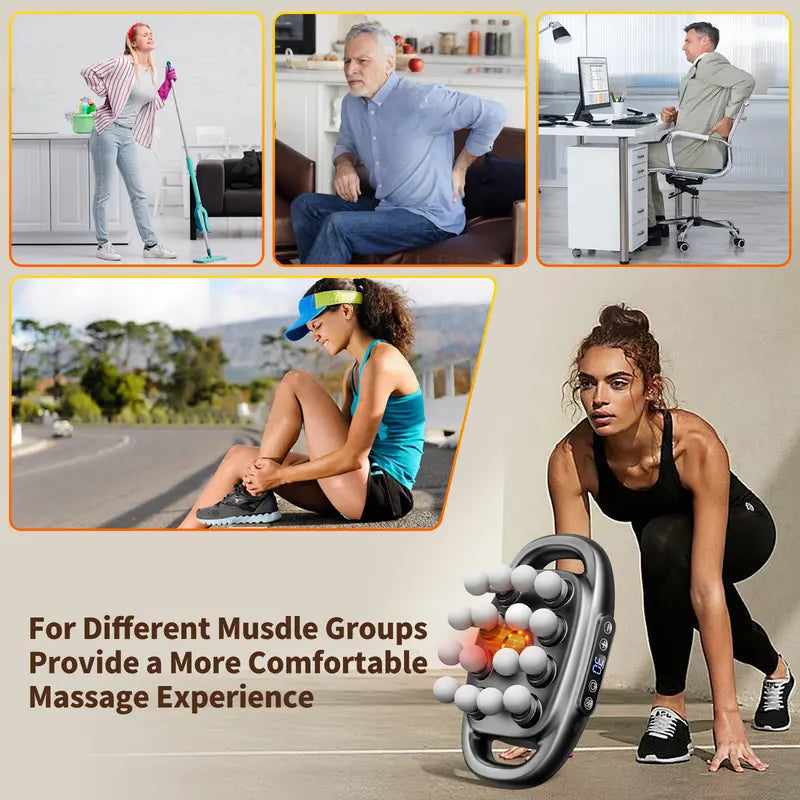 🔥Hot Sale🎁16-Head Deep Tissue Massage Gun with 30 Speeds & Red Light Therapy | Quiet Percussion Muscle Massager