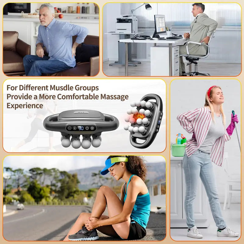 🔥Hot Sale🎁16-Head Deep Tissue Massage Gun with 30 Speeds & Red Light Therapy | Quiet Percussion Muscle Massager